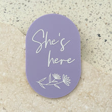 Load image into Gallery viewer, She's here - Floral plaque