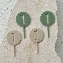 Load image into Gallery viewer, Wavy B'day Numbers - Cupcake/Food Toppers 4pk