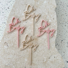 Load image into Gallery viewer, Oh Baby - Cupcake/Food Baby Shower Toppers 4pk