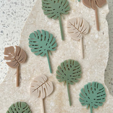 Load image into Gallery viewer, Tropical Leaves - Cupcake/Food Event Toppers 4pk