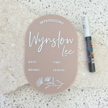 Load image into Gallery viewer, Personalised announcement plaque - includes white liquid chalk marker