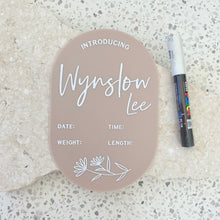 Load image into Gallery viewer, Personalised announcement plaque - includes white liquid chalk marker