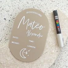 Load image into Gallery viewer, Personalised announcement plaque - includes white liquid chalk marker