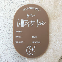 Load image into Gallery viewer, Baby Arrival Announcement Moon & Stars Plaque - includes white liquid chalk marker