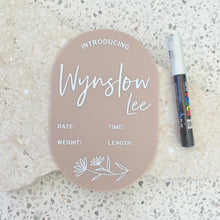 Load image into Gallery viewer, Personalised announcement plaque - includes white liquid chalk marker