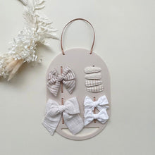 Load image into Gallery viewer, BABY BILBY x LETS BLOOM Collab Hair accessories hanger with our limited edition bow set!