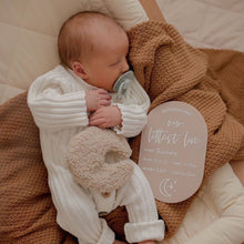 Load image into Gallery viewer, Baby Arrival Announcement Moon & Stars Plaque - includes white liquid chalk marker
