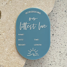 Load image into Gallery viewer, Baby Arrival Announcement Wave/Sun Plaque - includes white liquid chalk marker