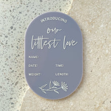 Load image into Gallery viewer, Baby Arrival Announcement Floral Plaque - includes white liquid chalk marker
