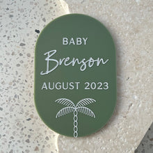 Load image into Gallery viewer, Personalised palm tree - Pregnancy announcement plaque