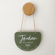 Load image into Gallery viewer, Personalised Birth Details Bedroom Hanging Plaque