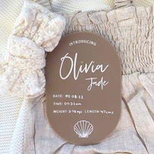 Load image into Gallery viewer, Personalised announcement plaque - includes white liquid chalk marker