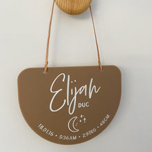 Load image into Gallery viewer, Personalised Birth Details Bedroom Hanging Plaque
