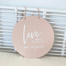 Load image into Gallery viewer, Round hanging sign with leather strap