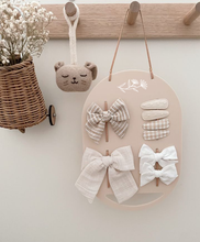 Load image into Gallery viewer, BABY BILBY x LETS BLOOM Collab Hair accessories hanger with our limited edition bow set!