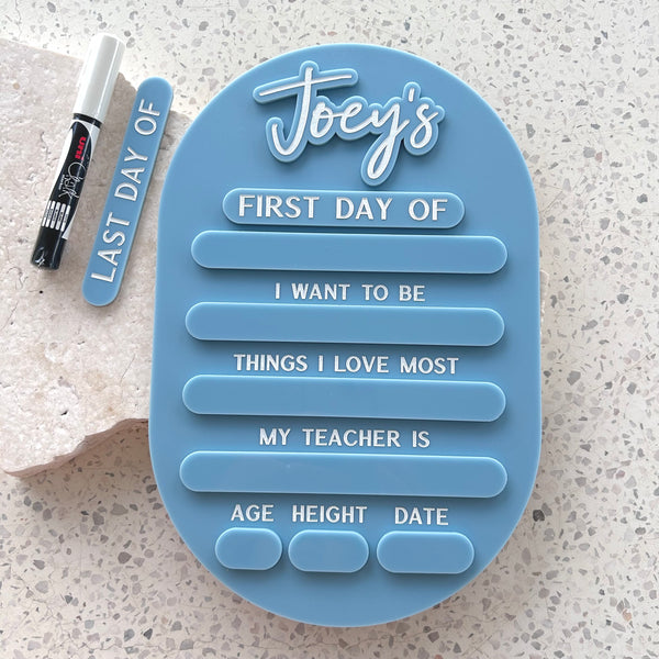 Back to School/Preschool/Sport - Interchangable Milestone Board - Includes white liquid chalk marker