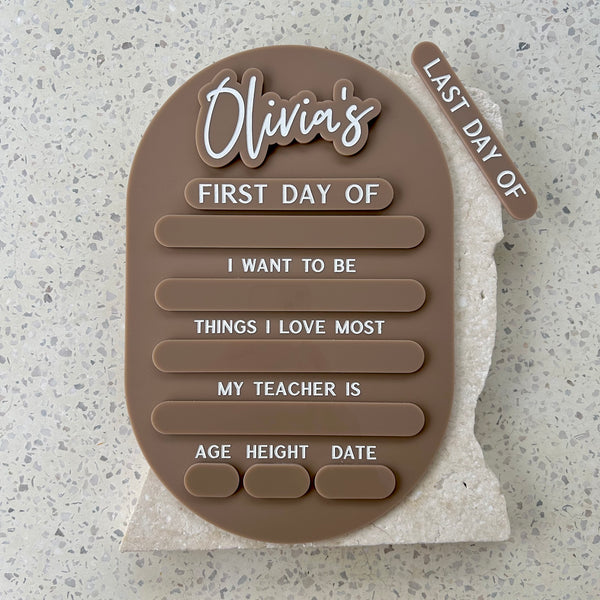 Back to School/Preschool/Sport - Interchangable Milestone Board - Includes white liquid chalk marker