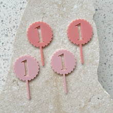 Load image into Gallery viewer, Scallop B&#39;day Numbers - Cupcake/Food Toppers 4pk
