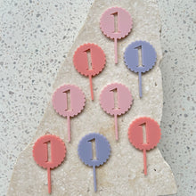 Load image into Gallery viewer, Scallop B&#39;day Numbers - Cupcake/Food Toppers 4pk
