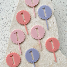 Load image into Gallery viewer, Scallop B&#39;day Numbers - Cupcake/Food Toppers 4pk
