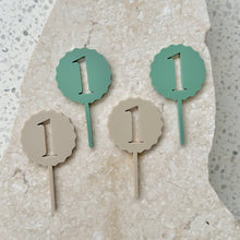 Load image into Gallery viewer, Wavy B&#39;day Numbers - Cupcake/Food Toppers 4pk
