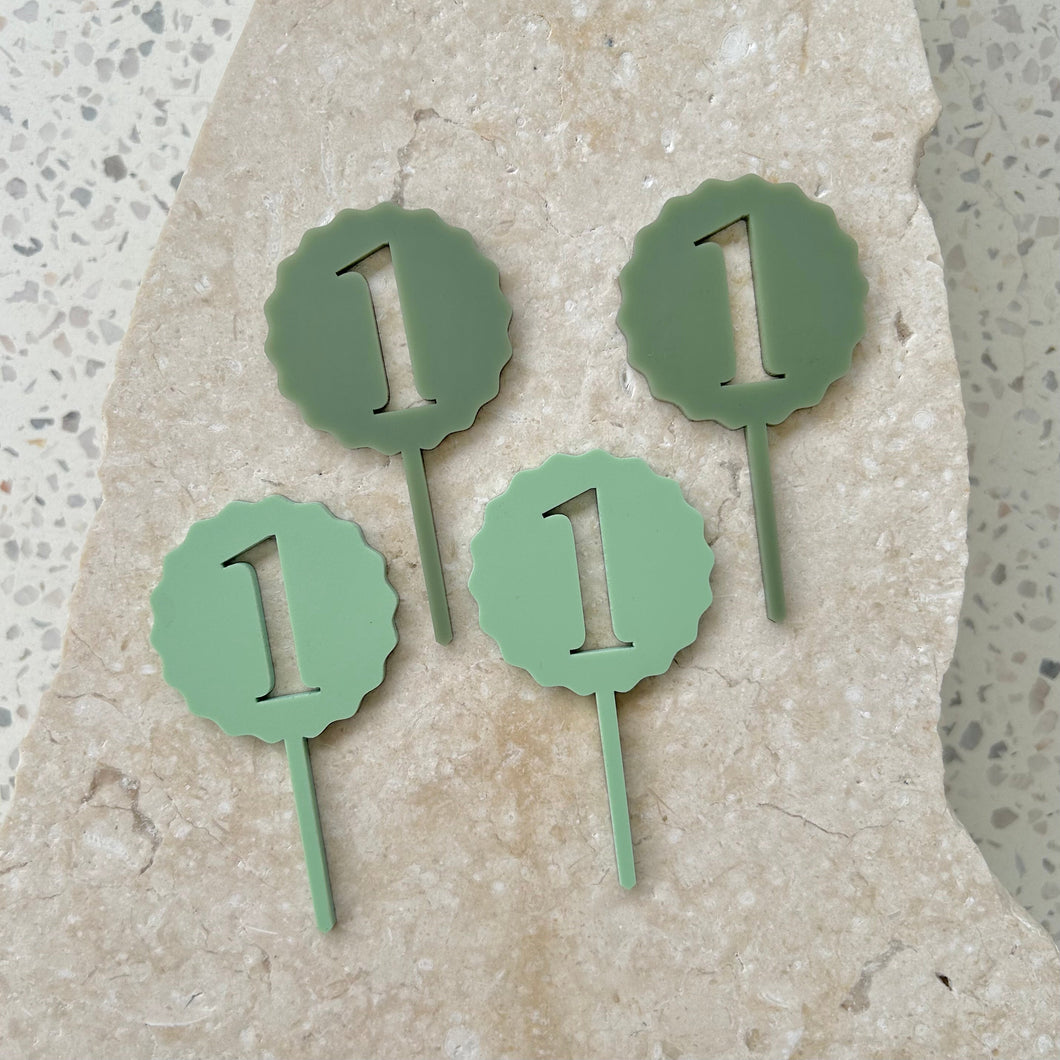 Wavy B'day Numbers - Cupcake/Food Toppers 4pk