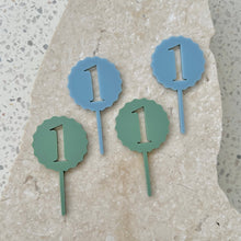 Load image into Gallery viewer, Wavy B&#39;day Numbers - Cupcake/Food Toppers 4pk
