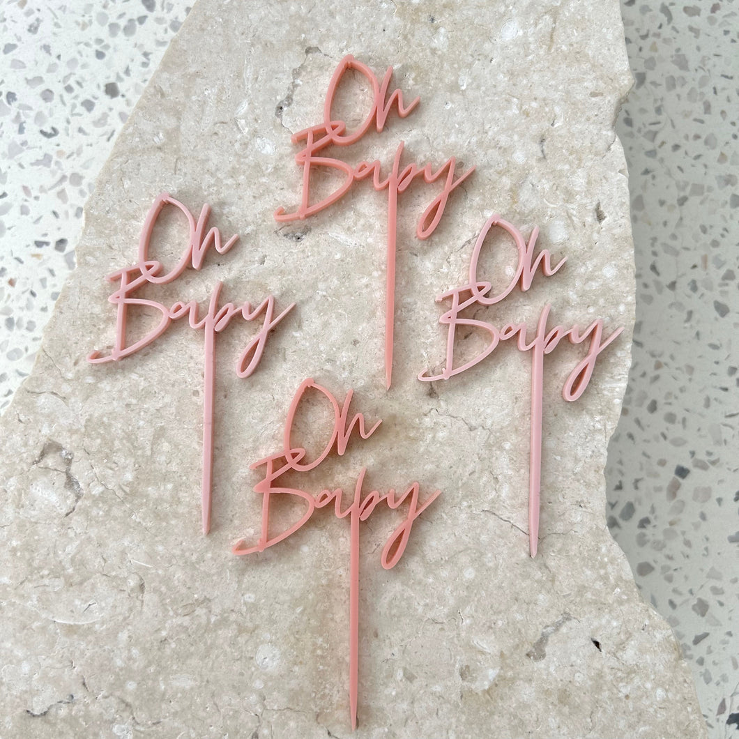 Oh Baby - Cupcake/Food Baby Shower Toppers 4pk