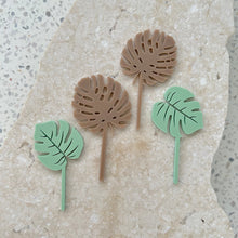 Load image into Gallery viewer, Tropical Leaves - Cupcake/Food Event Toppers 4pk
