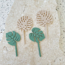 Load image into Gallery viewer, Tropical Leaves - Cupcake/Food Event Toppers 4pk
