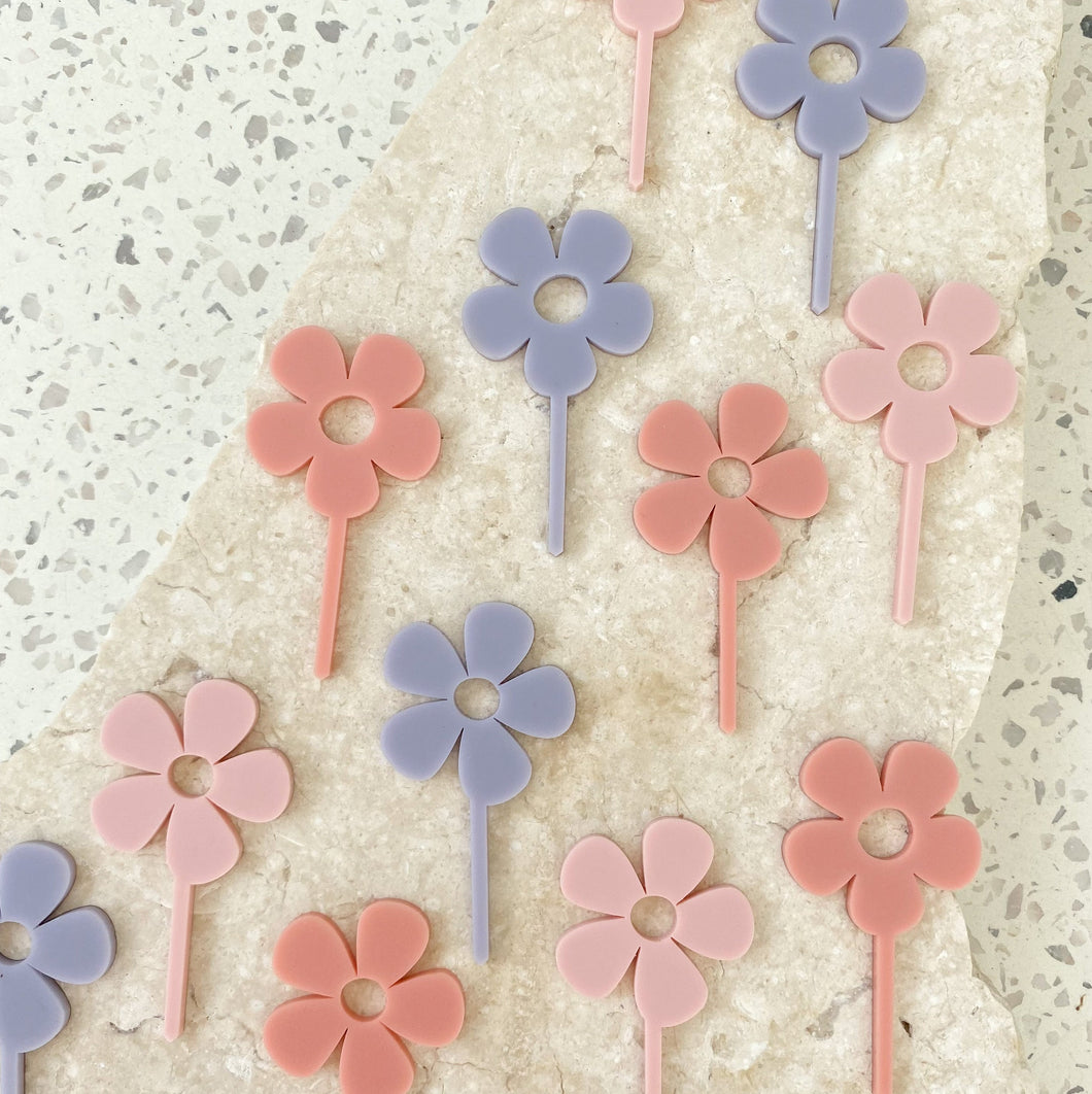 Flower - Cupcake/Food Event Toppers 4pk
