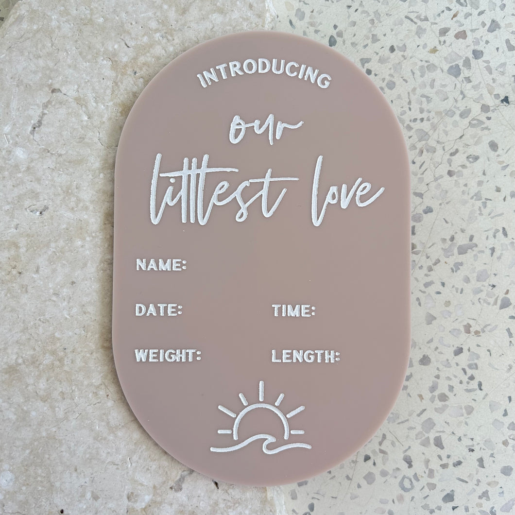 Baby Arrival Announcement Floral Plaque - includes white liquid chalk marker