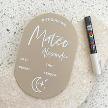 Load image into Gallery viewer, Personalised announcement plaque - includes white liquid chalk marker
