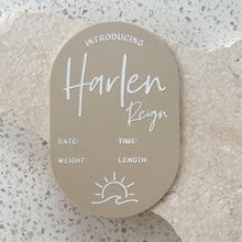 Load image into Gallery viewer, Personalised announcement plaque - includes white liquid chalk marker
