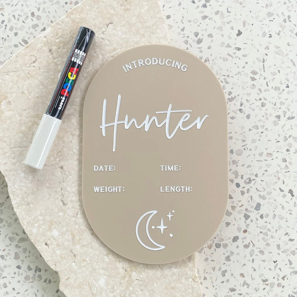 Personalised announcement plaque - includes white liquid chalk marker