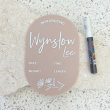 Load image into Gallery viewer, Personalised announcement plaque - includes white liquid chalk marker
