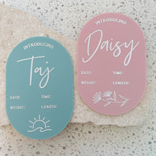 Load image into Gallery viewer, Personalised announcement plaque - includes white liquid chalk marker
