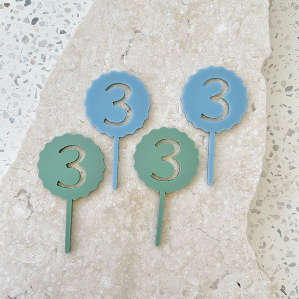 Wavy Birthday Numbers - Cupcake/Food Toppers
