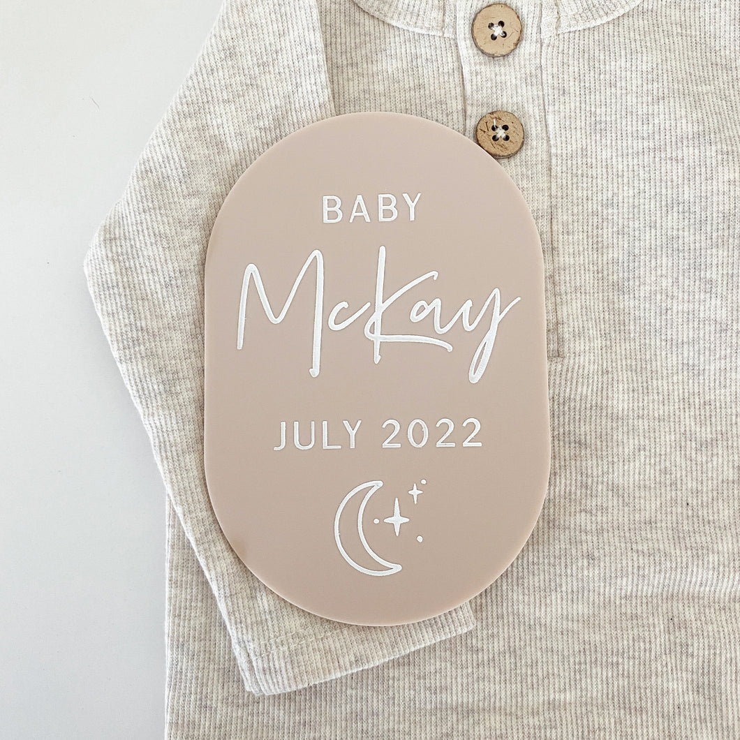 Personalised moon and stars - Pregnancy announcement plaque