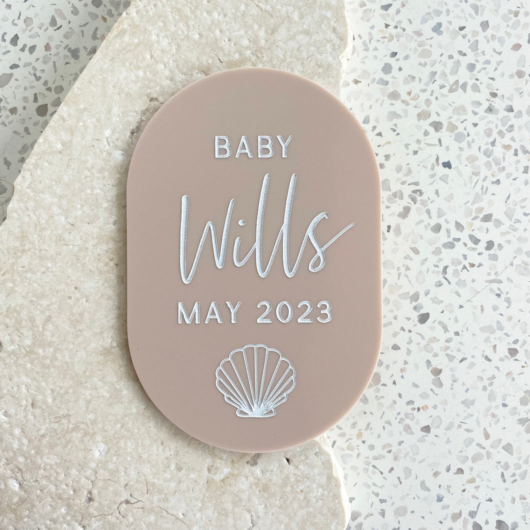 Personalised shell - Pregnancy announcement plaque
